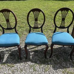 Set of 3 Unique refinished antique hepplewhite chairs 