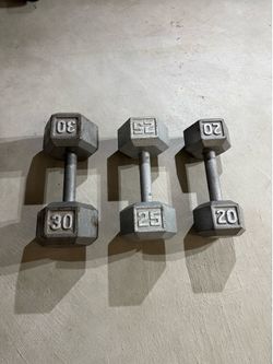 75 lbs of dumbbells - 20, 25, & 30