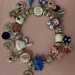 Brand New Lilo And Stitch Silver Full Charm Bracelet