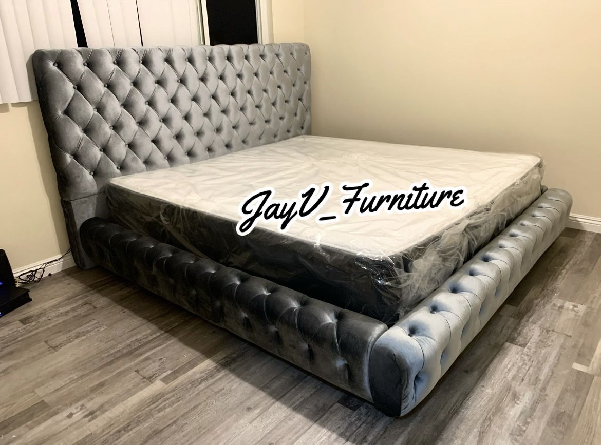 New King Bed Frame With Mattress