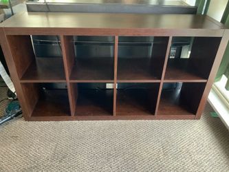 Solid Wood TV Stand Storage Console with Cube Shelves