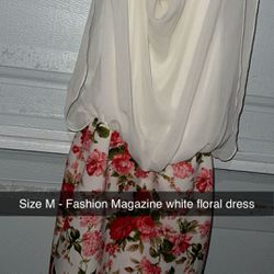 White Floral Dress Size M