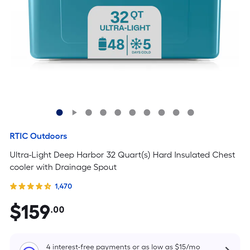 RTIC  Ultralight 32Qt  Hard Insulated Chest Cooler With Drain.