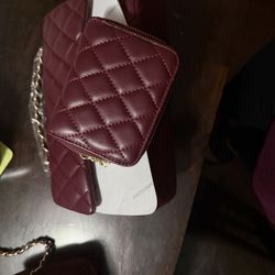 Bag Burgandy  With Wallet 