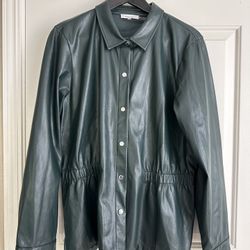 Calvin Klein Dark Green Faux Leather Jacket (light weight)
