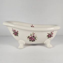Vintage VB Athena Claw Foot Tub Roses Soap Dish Porcelain 9" Bathroom Decor USA