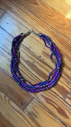 Vintage purple  and metal beads necklace