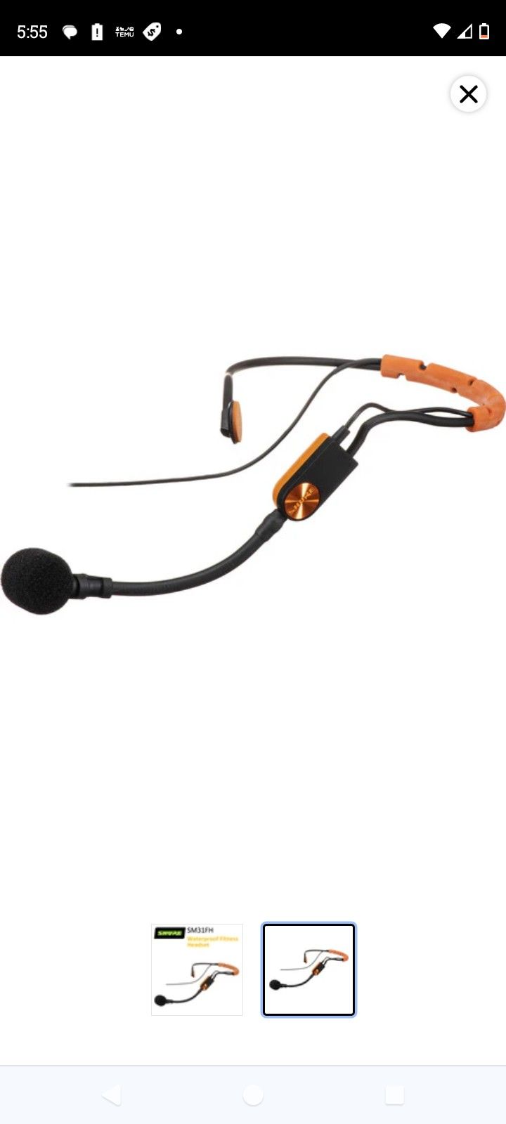 A31.8) SM31 FH- Shure Fitness Headset - can be adapted to other brands