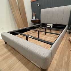 Queen Upholstered Bed Frame - Gray