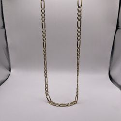 14kt Dual-Tone Gold Figaro Link Style Chain w/ Dia Cut