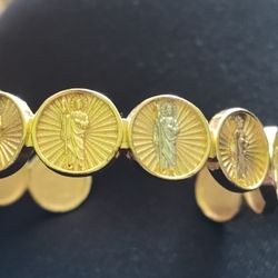 Unisex Gold Tone St Jude Cuff Bracelet Unmarked.