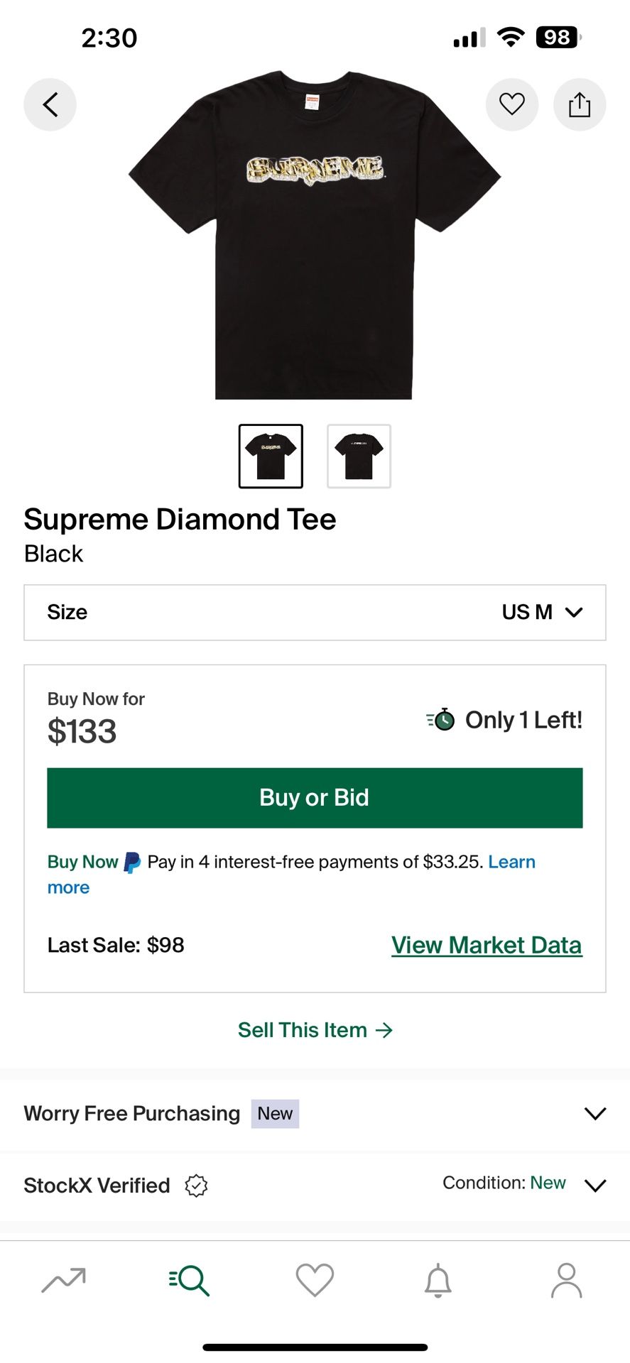 Supreme diamond tee white sale