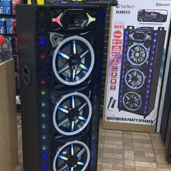 Top Tech 25000W Bluetooth wireless speaker very loud, Extra Bass, 3X 12” Woofer, 5 Band Equlizer, Karaoke machine comes with microphone 🎤 and remote 
