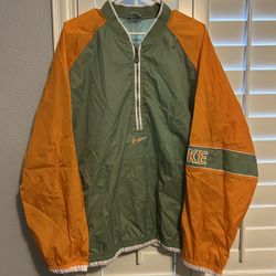 VTG Y2K 90s NIKE GREEN/ORANGE 1/2 ZIP UP WINDBREAKER JACKET SIZE XXL