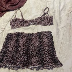 Shein Pink Two Piece Cheetah Set