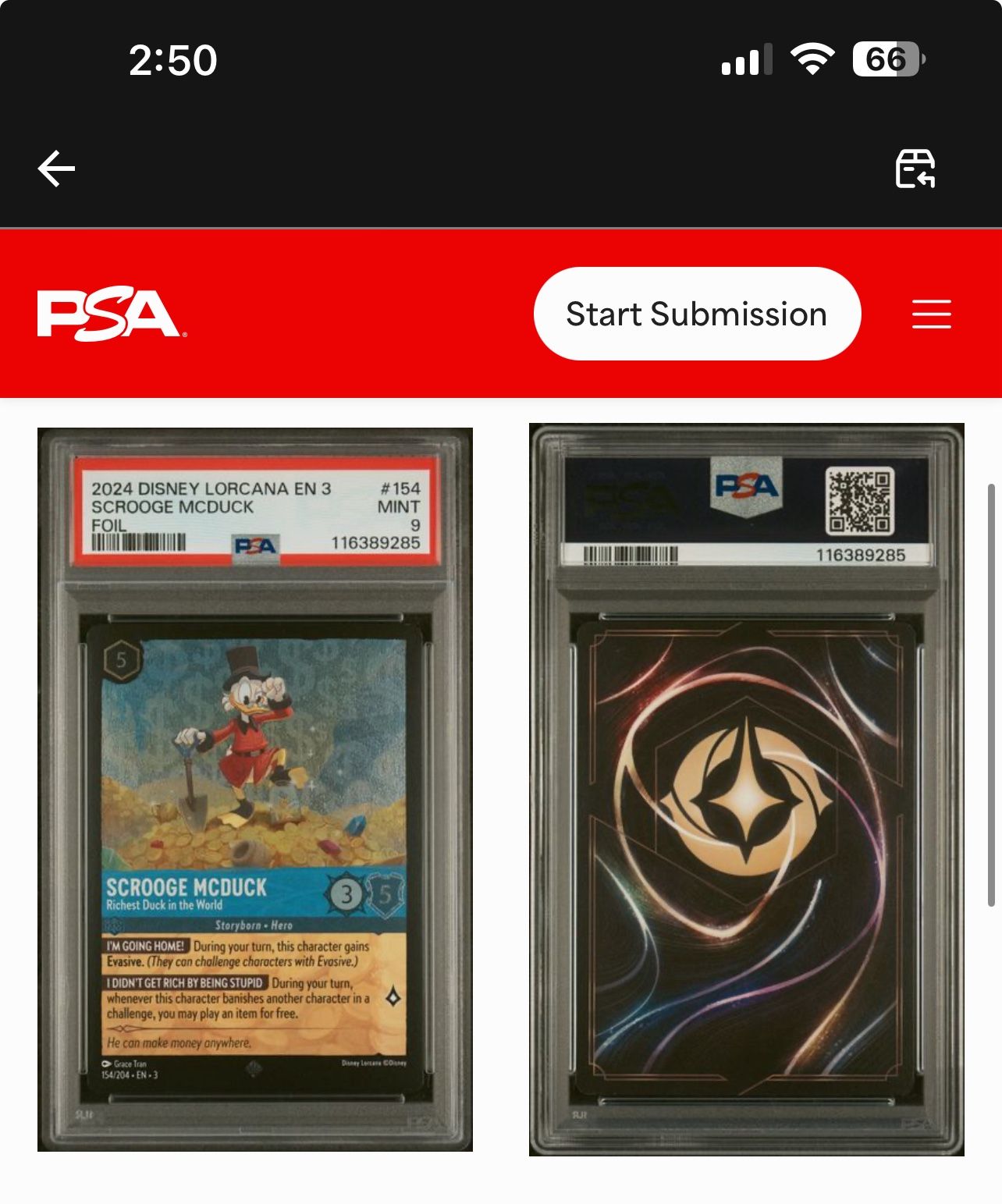 Disney Lorcana EN 3 Scrooge McDuck PSA 9