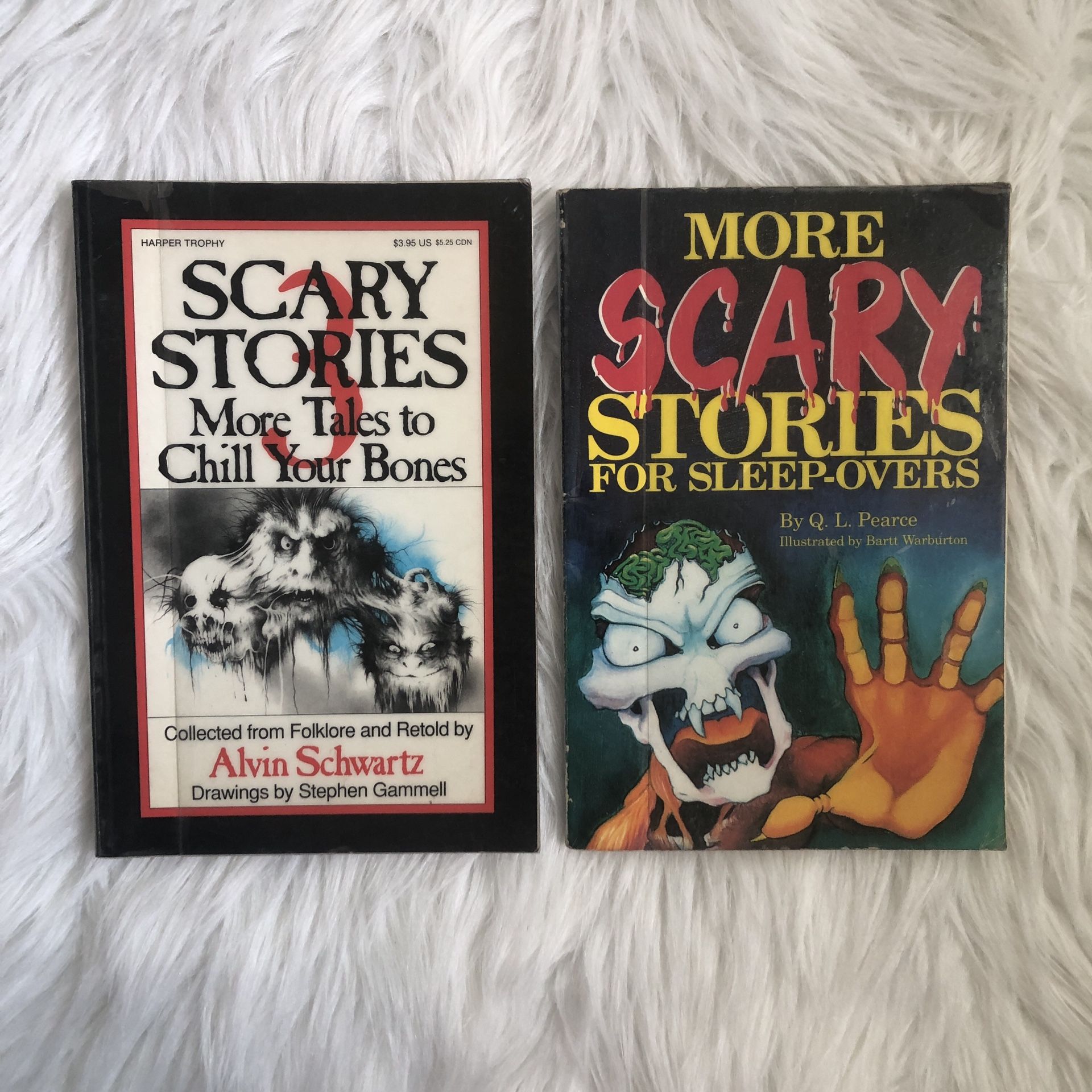 Two vintage Scary Stories fiction books