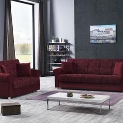 NEW SOFABED & LOVESEAT BED BURGUNDY