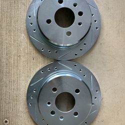 BMW 325i 87-88-89-90-91 Rear Drill Slot Rotors Ceramic Brake Pads