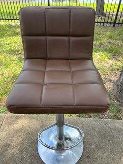 Brown Faux-Leather Adjustable Swivel Bar Stool - Claw Marks, Pickup Today