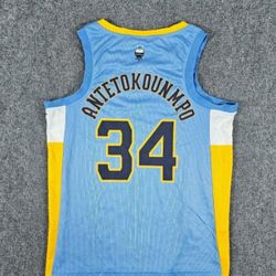 ESPN Milwaukee Brew Crew x Antetokounmpo Light Blue Jersey Adult Size Medium NBA