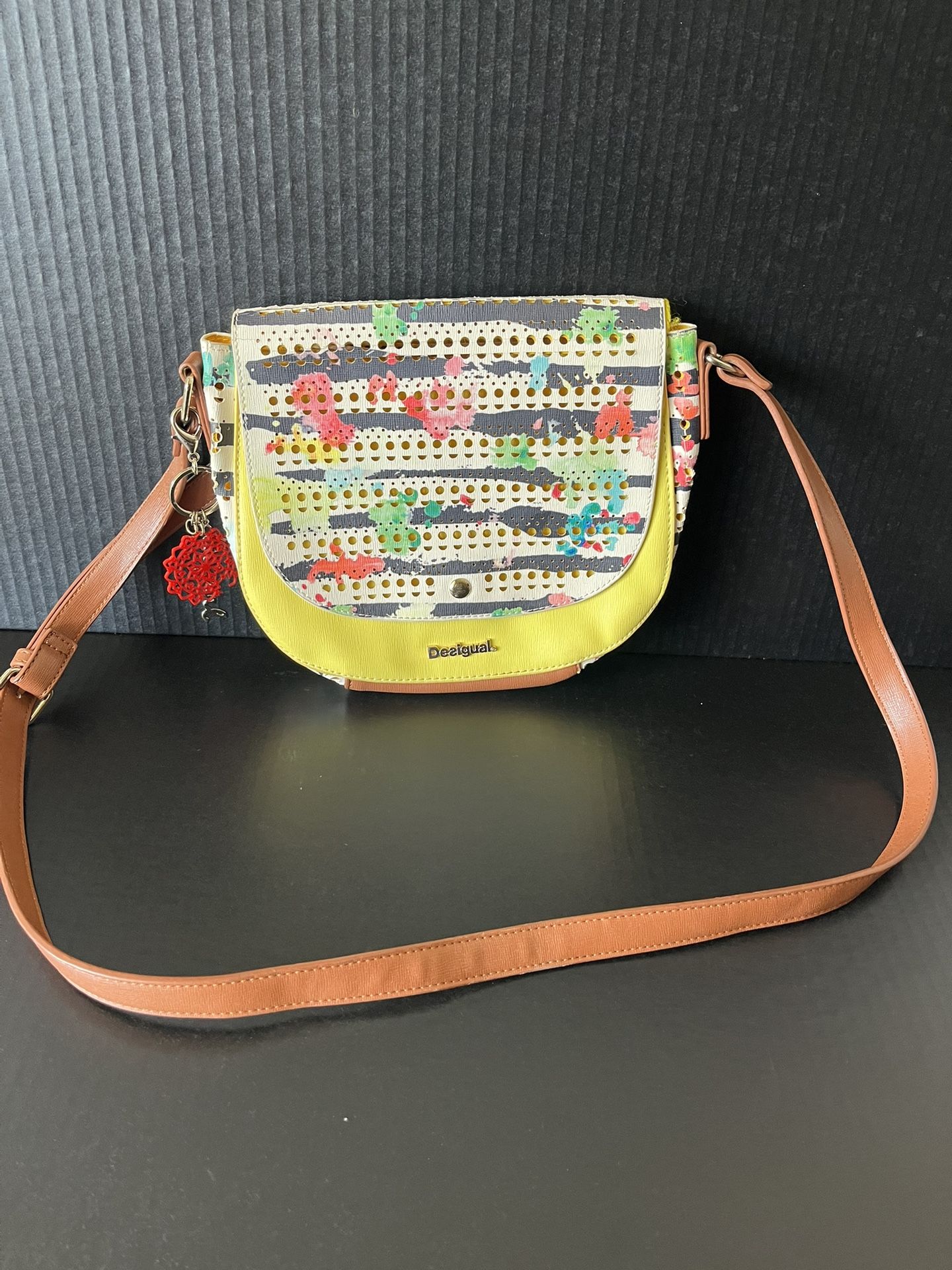 DESIGUAL Versovia Marine Faux Leather Multi-Color Perforated Crossbody Bag