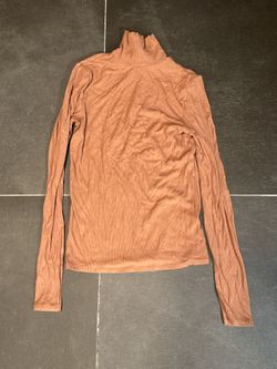 Rust Ribbed Turtleneck Top