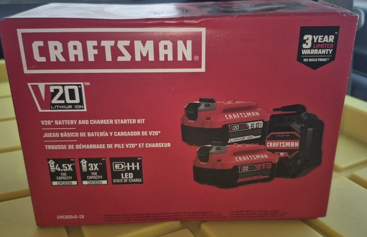 Craftsman 6.0Ah and 4.0Ah Batteries And Charger Combo