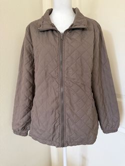 Taupe Quilted Zip-Up Jacket