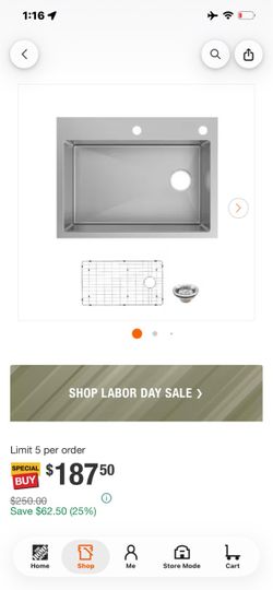 Stainless Steel Single Basin Drop-In Kitchen Sink