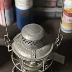 Antique Train Railroad Lantern Railway Etched Glass CPR Hiram Piper Wood Handle