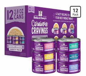 Stella & Chewy’s Carnivore Cravings Savory Shreds Canned Wet Cat Food Variety Pack