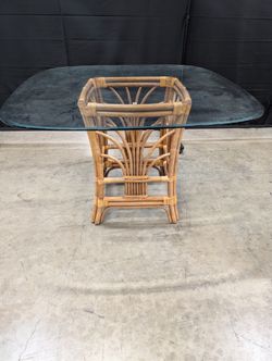 Rattan Base Glass Top Dining Table