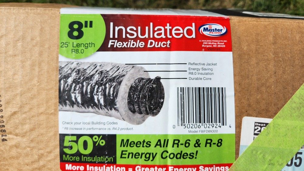 Master 8 Inch Insulated Flexible Duct