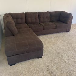 Brown L-Shape Sectional Couch Sofa *Free Delivery*