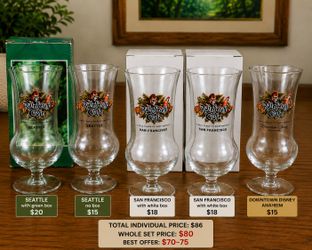 Rainforest Cafe Hurricane Glasses - Seattle, San Francisco, Anaheim