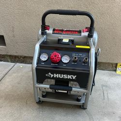 Husky
4.5 Gal. 175 PSI Portable Electric Oil-Free Quiet Twin Stack Jobsite Air Compressor w/Rubber Wheels and 2-Quick Couplers