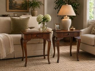 Pair of Wood End Tables with Drawer