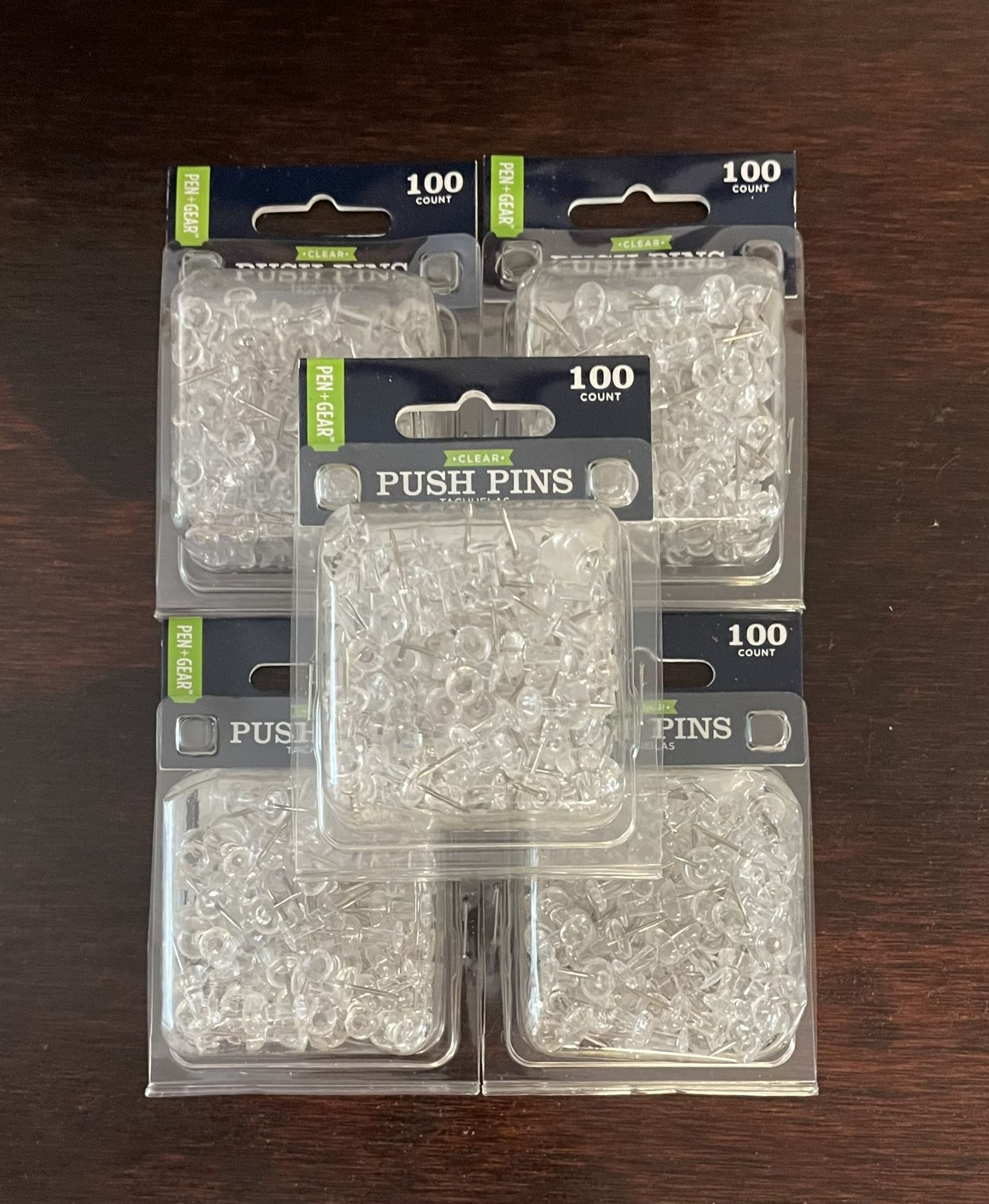 5/100 Count Clear Push Pins