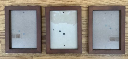 Set of Three Walnut Photo Frames (6 3/4” x 4 3/4” photo opening)