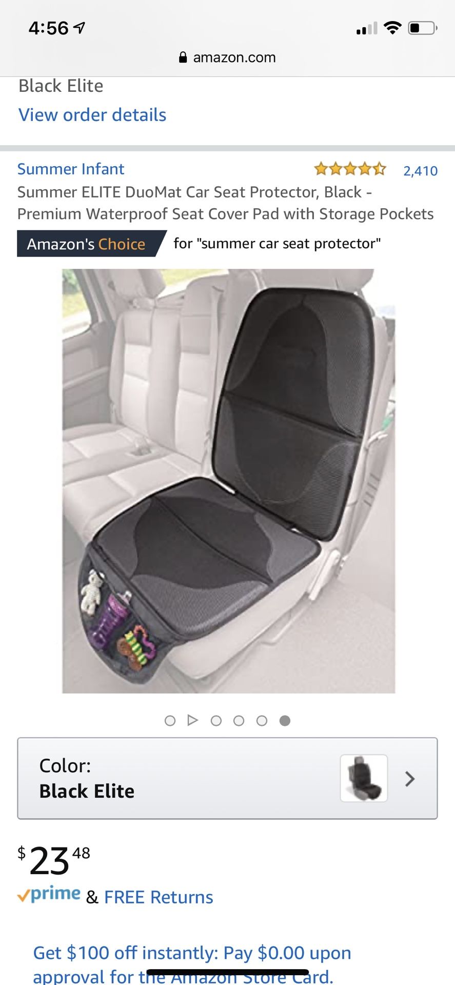 Summer Car Seat Protector. Don’t ruin your car’s upholstery with your child’s car seats that eats into the leather or upholstery. One left for $10