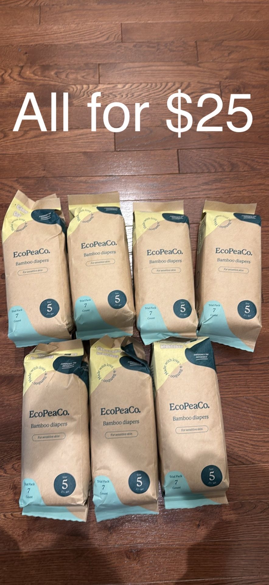 Ecopeaco. Bamboo diapers 7 bags for $25