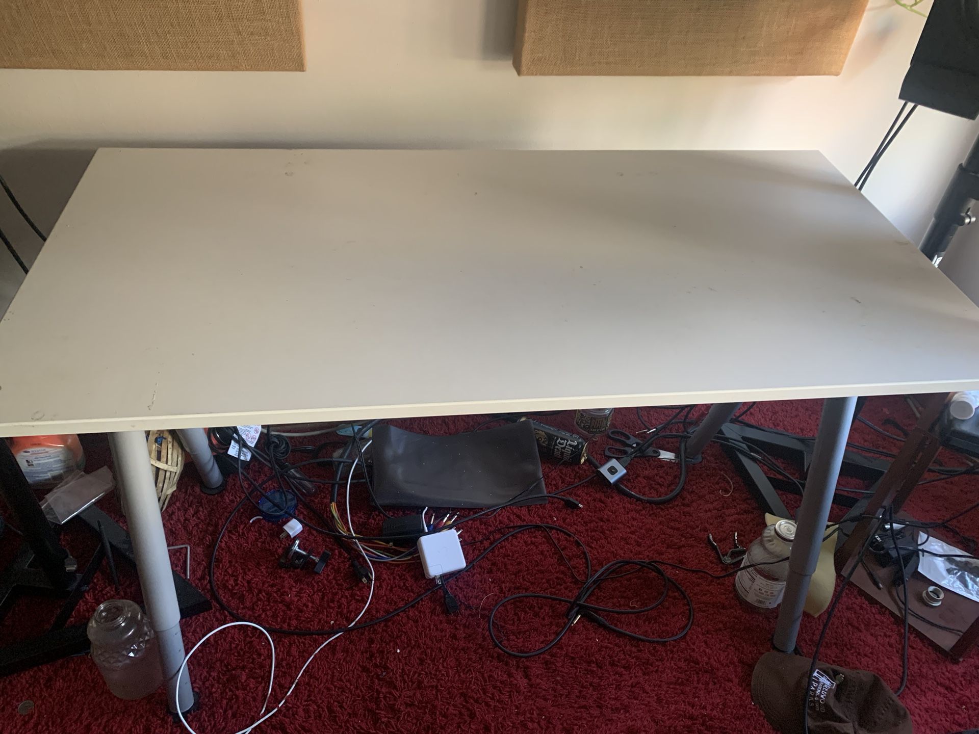 ikea desk with additional wire rack mount