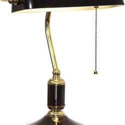 Traditional Bankers Lamp, Black lamp Shade,with Pull Chain Switch Plug in Fixture,Vintage Office Table Light, Antique Style Desk Lamps for Office, Lib