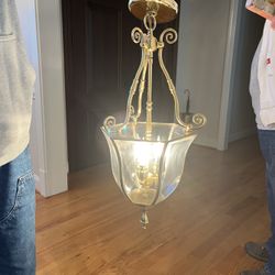 Brass and Glass Hanging Light