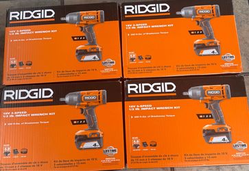 Impact Wrench 1/2” 3 Speed Kit 4.0 Battery & Charger Ridgid 18V