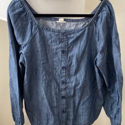 Off The Shoulder Denim Top Size Medium