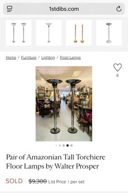 Pair of Amazonian Tall Torchiere Floor Lamps by Walter Prosper