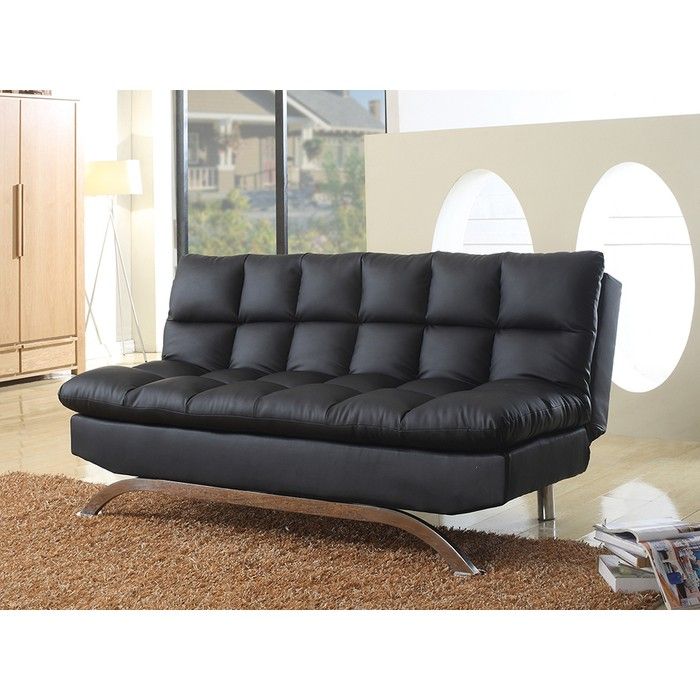Brand New Black Leather Futon Sofa Sleeper