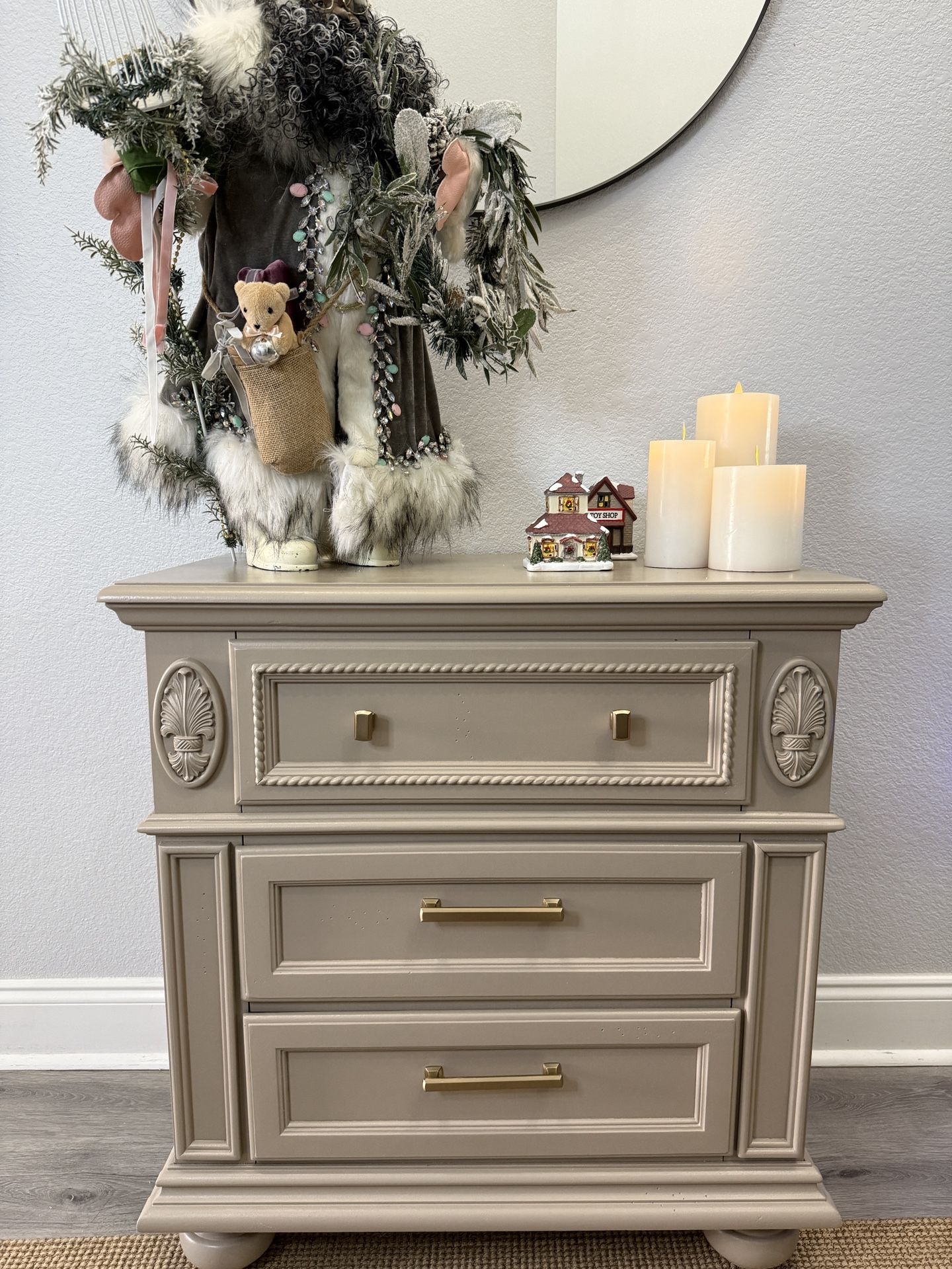 Solid wood 3-Drawer Nightstand - Custom "Shiitake" Enamel